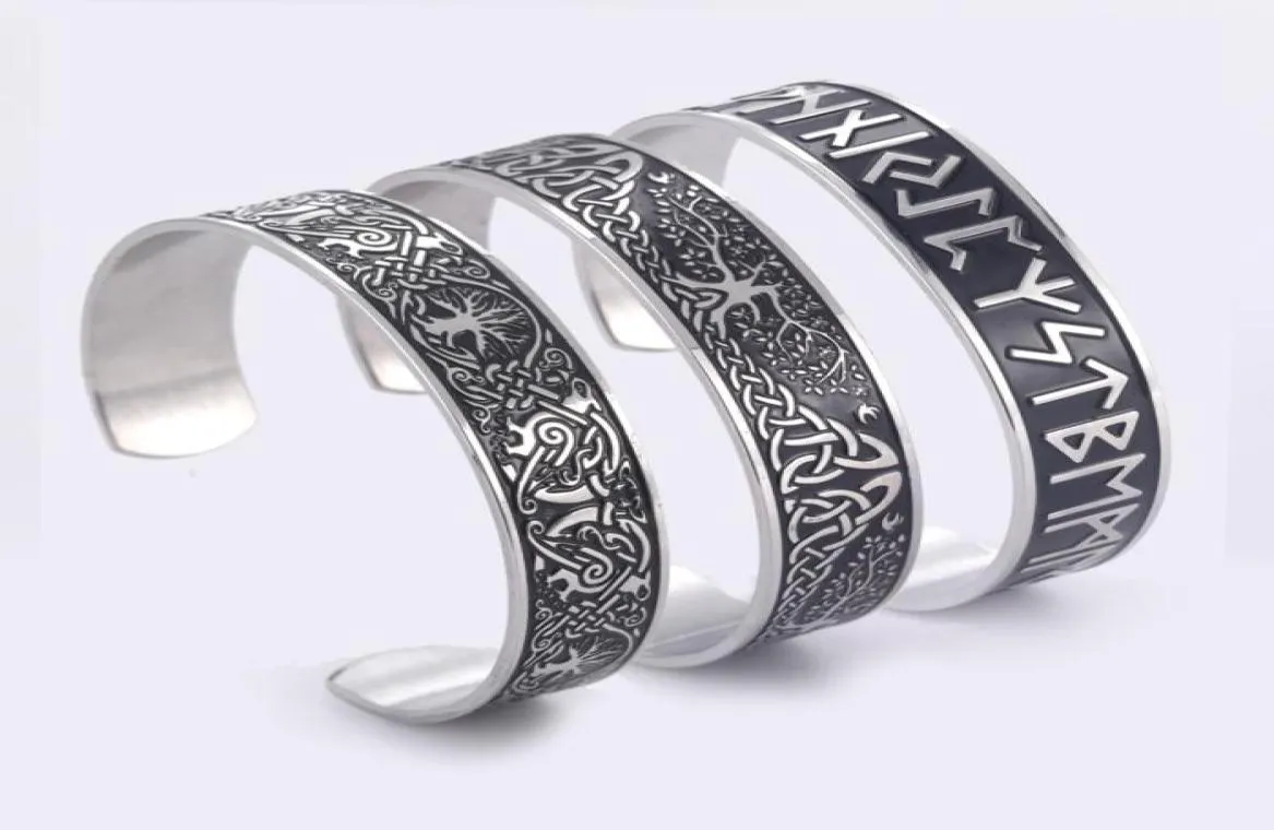 Teamer из нержавеющей стали северной викинги Bangle Bangle Wicca Amulet Vintage Tree of Life Bracelet Breaterry Gired для мужчин Women7284498