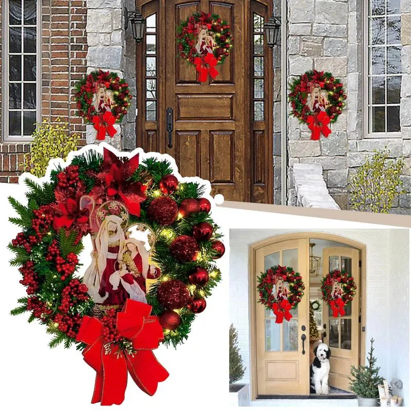 Fleurs décoratives Pumpkin Fil Cadre de Noël Couronne de Noël pour la porte d'entrée de la porte artificielle