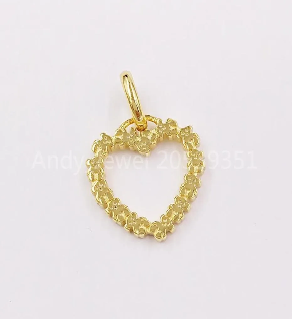 Authentic 925 Sterling Silver pendants 18K Yellow Gold San Valentine039S Pendant Charms Fits European bear Jewelry Style Gift 99358466