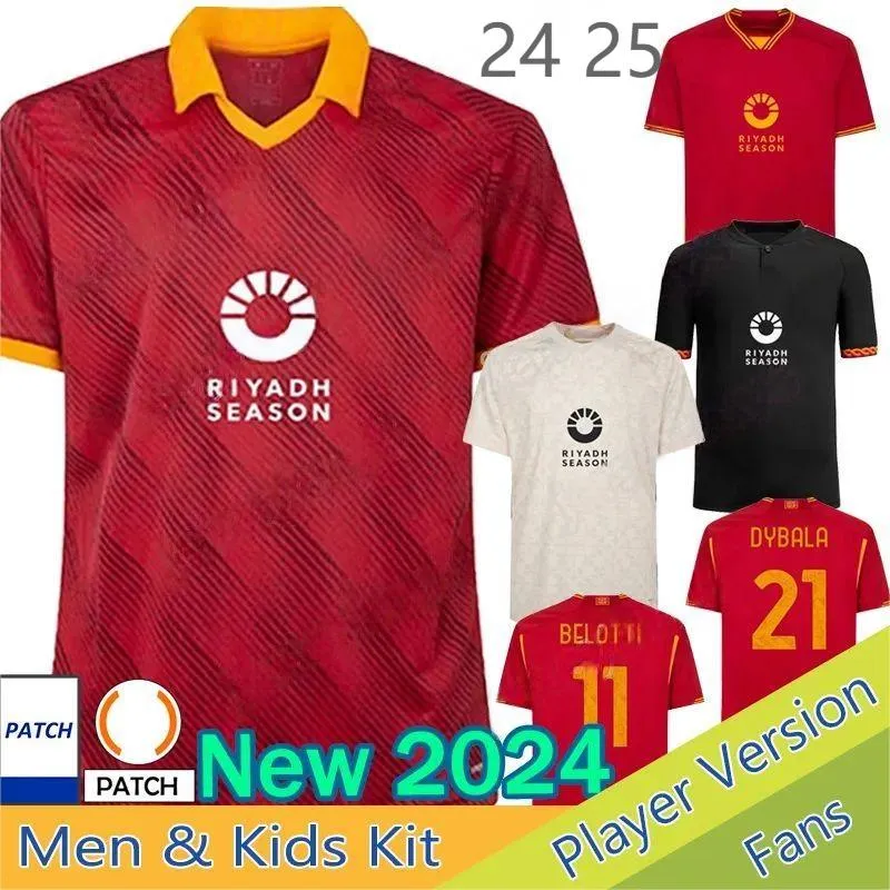 24 25 Magliere Romat Shirt Football Kit 23 24 Barn Kit 2023 2024 Hem Tredje fotbollssatsen Maglieta Train Pellegrini Braham