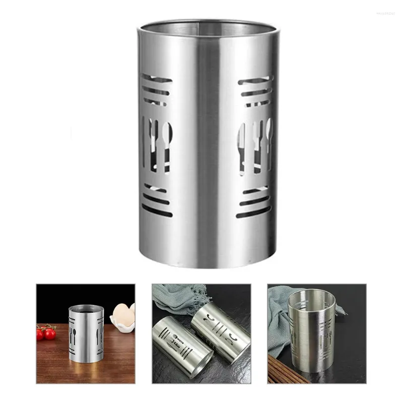 Storage Bottles Spoon Stainless Steel Chopstick Tube Cutlery Cage Barbecue Scissor Clip Box Spoons Silverware Utensil Holder