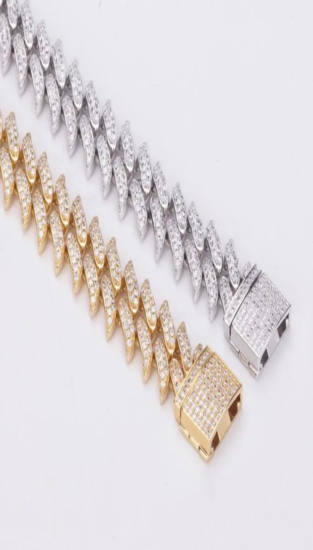 18mm Men Women Miami Cuban Chains Jewelry Sets Full CZ Box Clasp Choker 20quot Necklace 75quot Bracelet Hip Hop Bling Bling I9549966