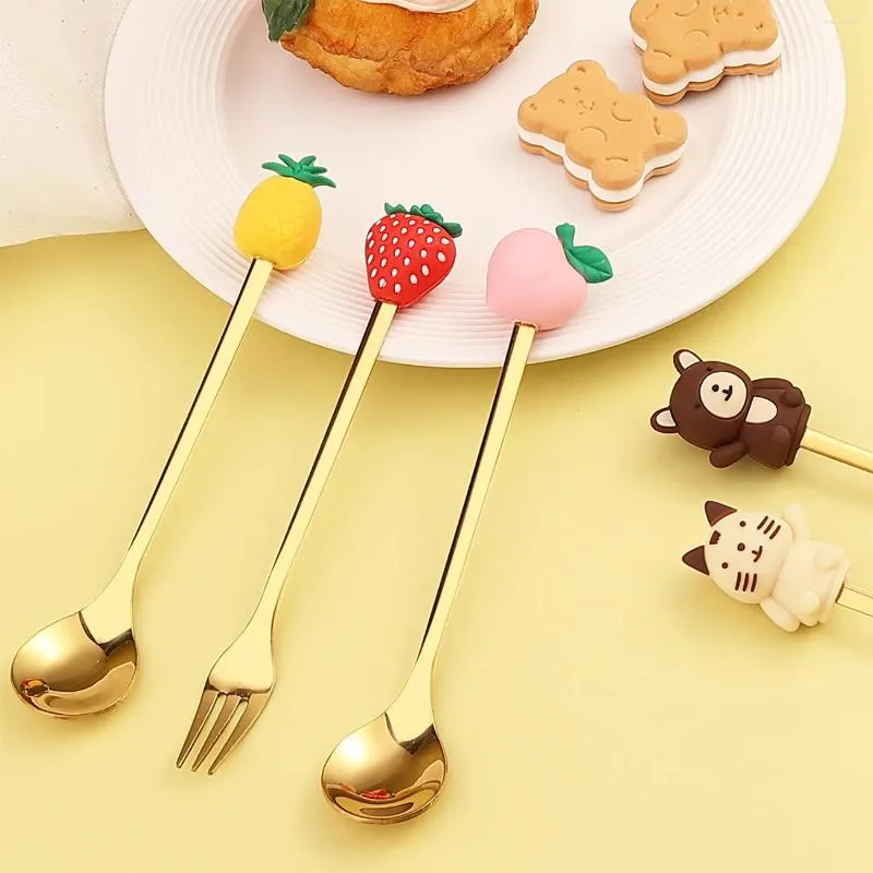 Spoons Cartoon Doll Spoon Q Version Christmas Stirring Cute Lucky Bag Fork Dessert Souvenir