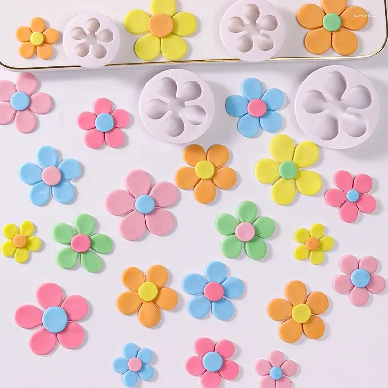 Baking Moulds Plum Blossom Five Petal Flower Plastic Cutting Die Set Tool Fondant Cake Decoration Small DIY Mold