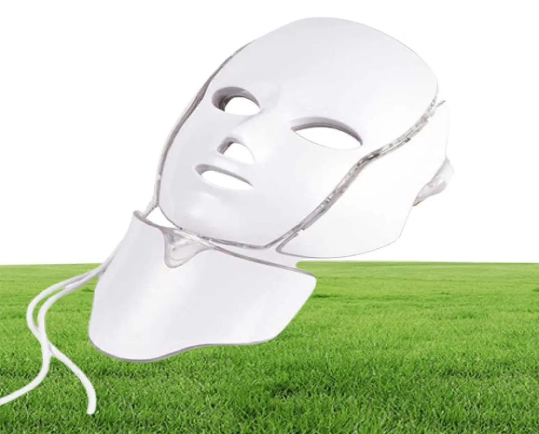 7 Color LED Masque facial thérapie masque masque luminothérapie Masque cou avec microcourrent pour skin5332530