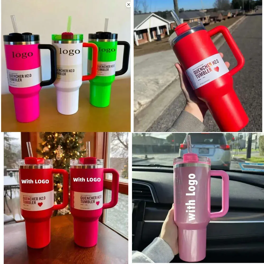 Neon Orange White Limited Edition Tassen H2.0 Winter Pink Cosmo Co-Branded Flamingo Geschenk 40oz Ziel Red Cups Car Tumblers Wasserflaschen 0414