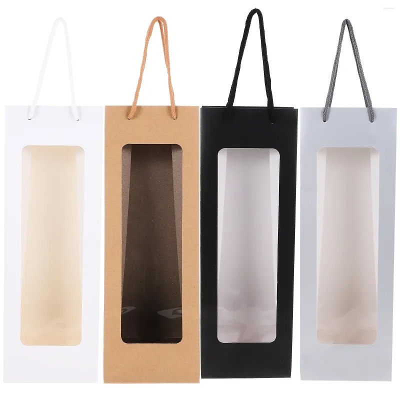 Storage Bags 4 Pcs Carrier Packing Tall Gift Bottles Handle Handheld Carrying Paper