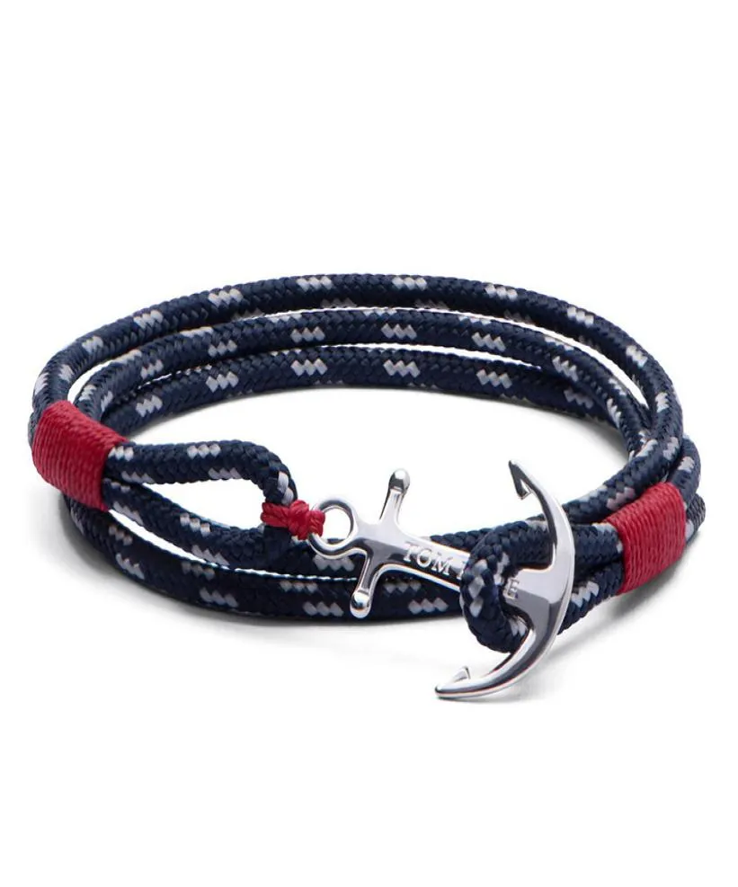 Tom Hope armband roestvrij staal anker rode draad drie lagen touw armband voor kerstcadeau th21140504