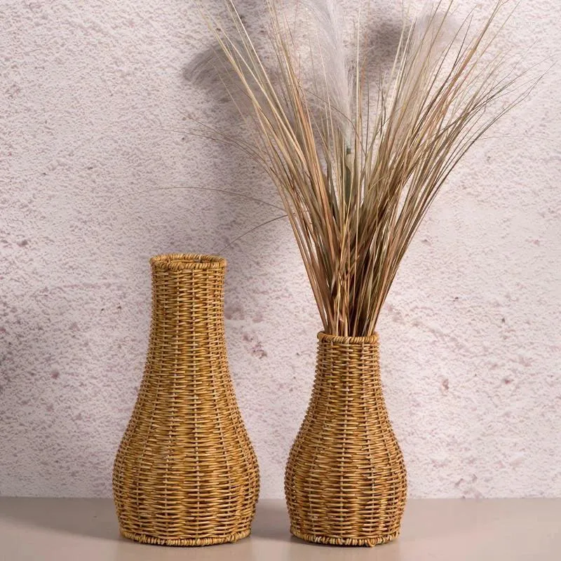 Vasi a mano intrecciata vaso di rattan imitazione in vite ornamenti per vaso di fiore contenitore per decorazioni per il soggiorno domestico per la fattoria