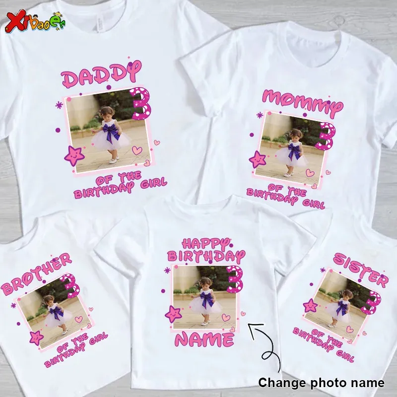 Family Birthday Shirt Matching Happy Birthday Girl Shirts Kids Shirt Baby Girl Clothing Children Mom Daughter Daddy Outfit Po 240403