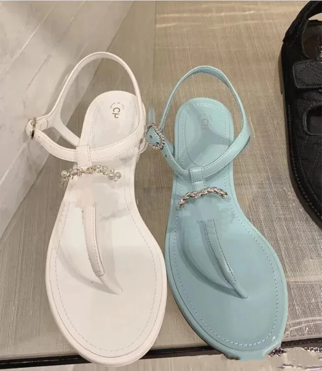 2024 designer Women Slippers Clip Toe Flat Sandals Summer TTied Ladies Shoes Beach Casual Woman luxury chan-nel Flip Flops Fashion Female Leather Footwear 35-41