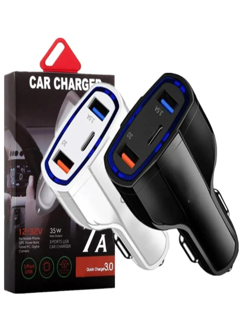 35W 7A 3Ports Type c Car Charger Universal QC30 Fast Quick Charging PD USbC Chargers For IPhone 12 13 14 Samsung S22 S23 Htc hua5464731