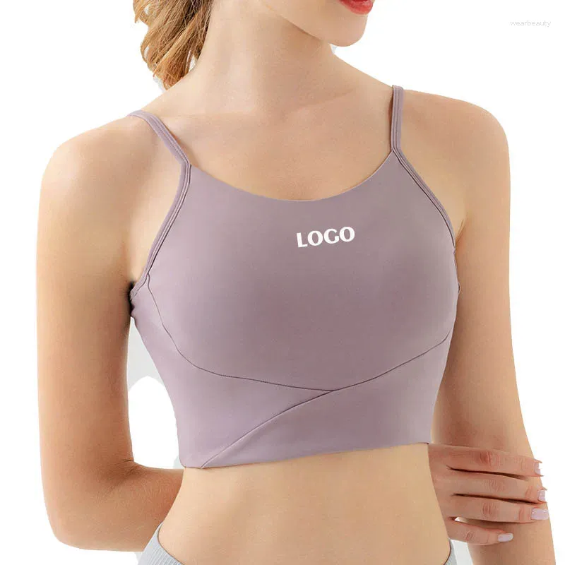 Women's Tanks Custom LOGO Yoga Vest Fixed Cup Sports Bra Suspender Integrated Chest Pad