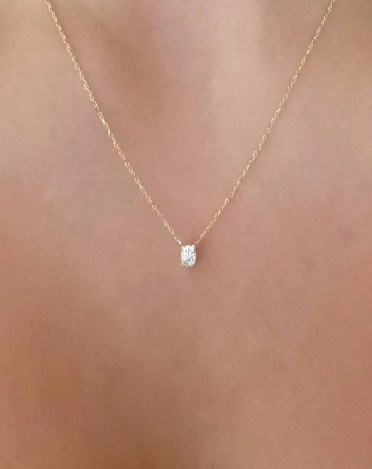 Fashion Gold Diamonds Necklaces Delicate Solitaire Pendant Dainty Pendants Necklace Bridal Jewelry Floating Diamond Jewellery8612670