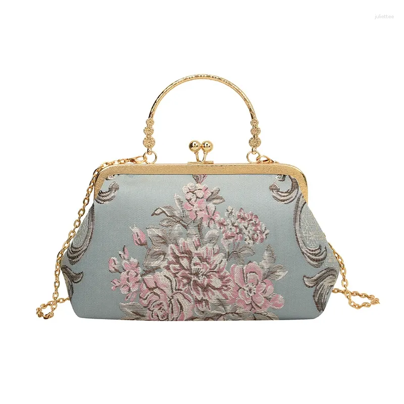 Abendtaschen Luxus Frauen Handtasche Mode Klemme Satchel Retro Seiden Cheongsam Designerinnen weibliche Schulterkreuzkörper Handgelenk Handgelenk Handgelenk