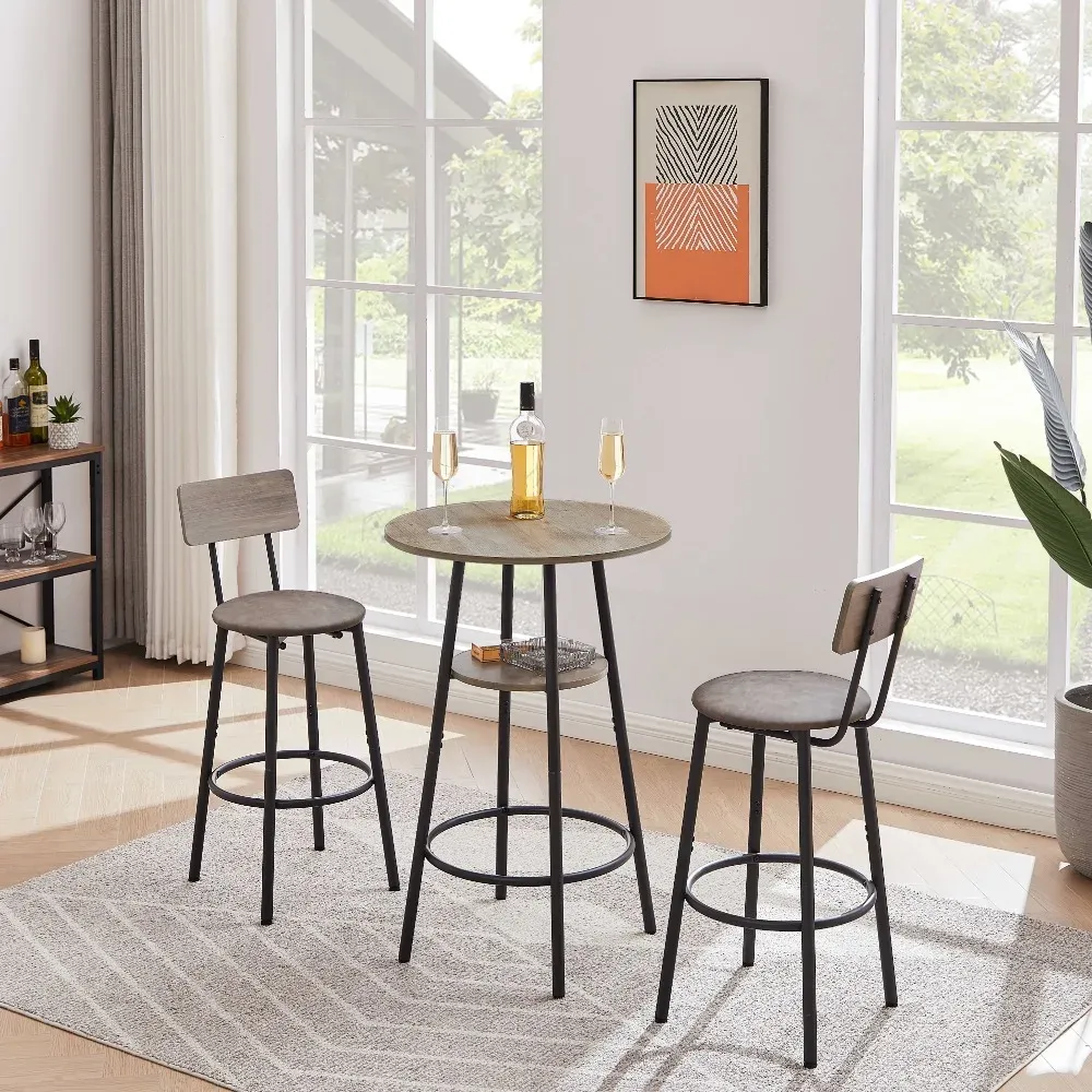 Table Murale Ronde - Diamètre 35 Ou 40 Cm, Hauteur 45 Cm, Bois Et Acier, Charge 10 Kg, Pour Café, Bar, Cuisine