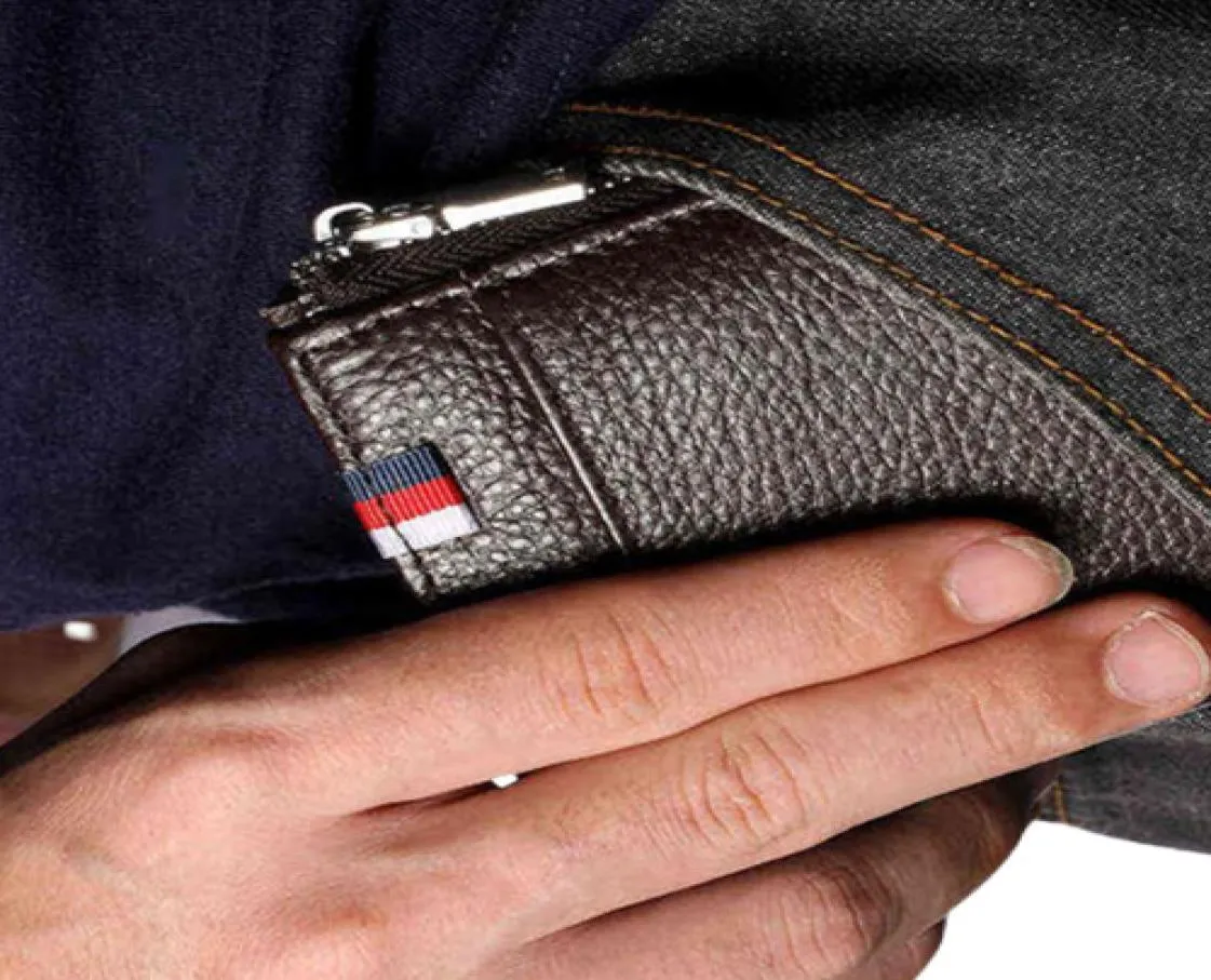 Mens Genuine Leather Wallets 2021 RFID Walletts Luxury Design Card Bolder Business Classic Key Coin Clutch Zipper Pocket Bags G1103647009