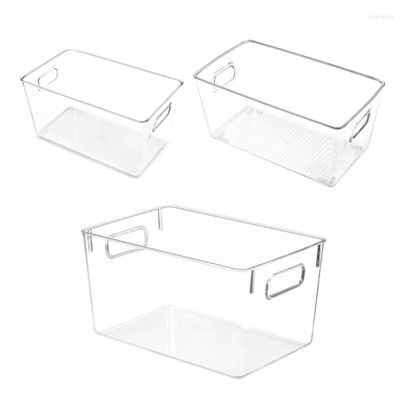 Storage Bottles Refrigerator 3pcs Clear Plastic Bins With Handle For Fridge L9BE