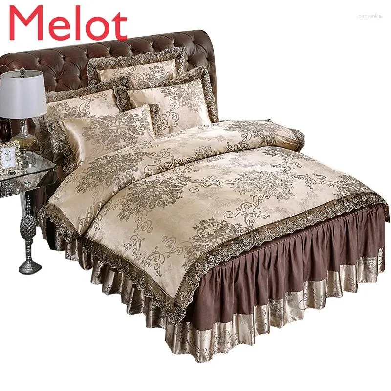 Bedding Sets Tribute Silk Jacquard Four-Piece Of Bed Skirt Lace Quilt Cover All Cotton Pure Mattress Comforter