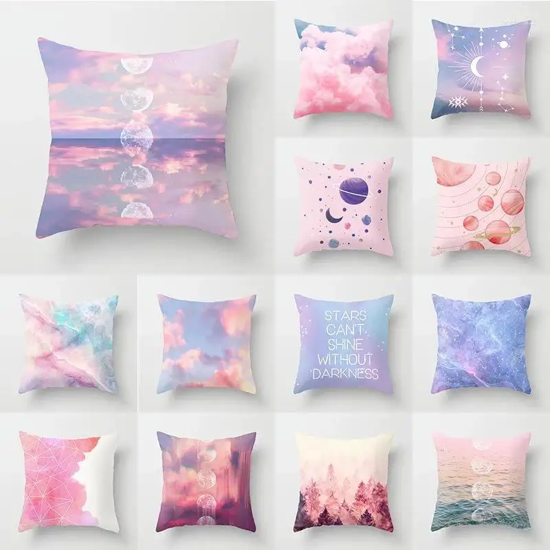 Pillow Pink Sky Cloud Pillowcase Sofa Office Cover Home Decor
