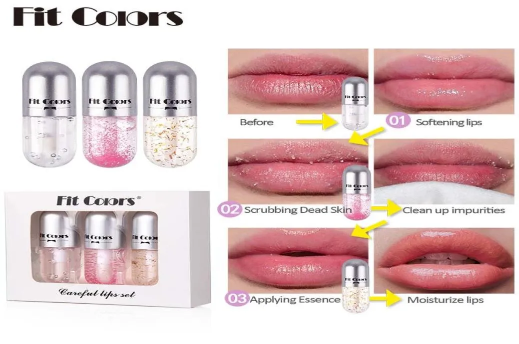 Fit Colours Lip Gloss Plumper Careurize Care Lips Oilt Zestaw Makijaż Długotrwały wodoodporny przezroczysty, połyskujący płyn Lipstick9360748