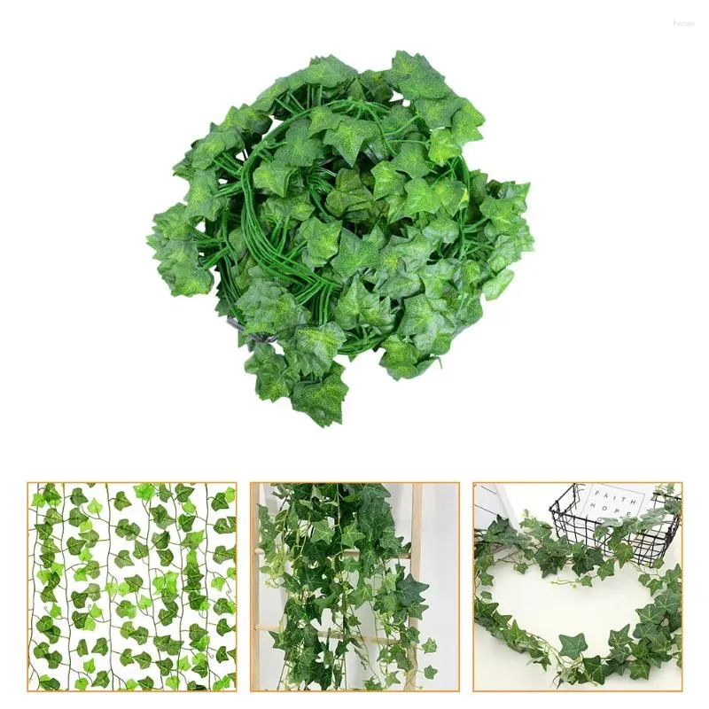 Dekorative Blumen 12 PCs künstliche Rattanblätter Dekor Grüne Blatt Weinreben Faux Greeny Hanging Fake Efeu Girlande Stoff