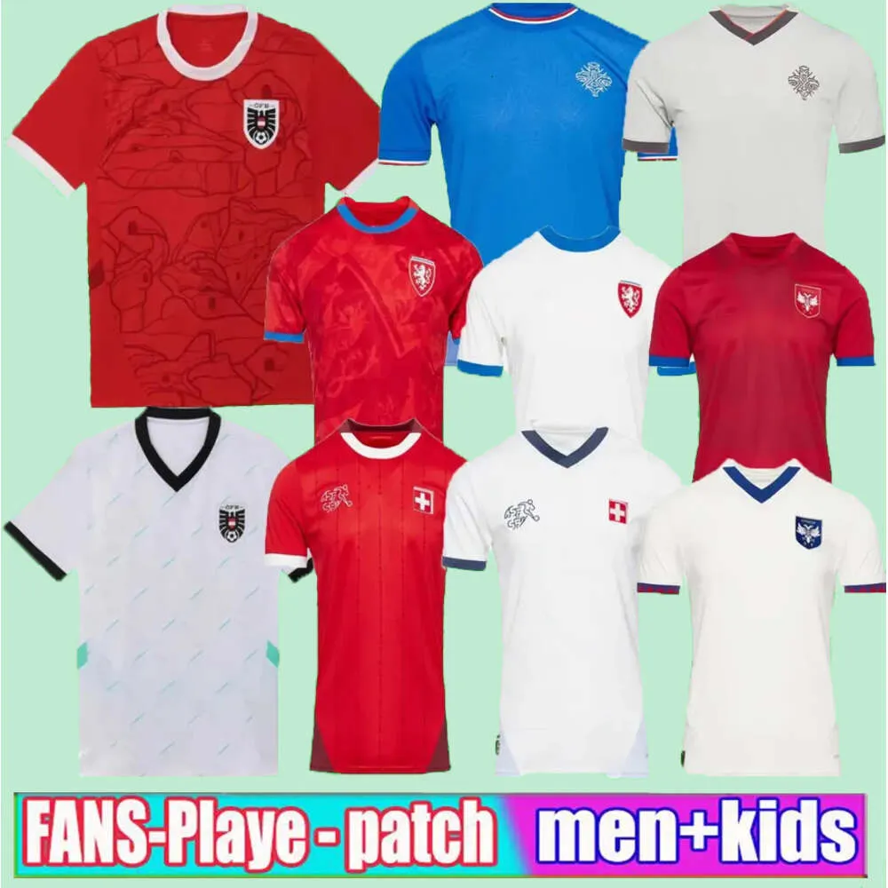 24 nuevas camisetas checas de fútbol reúbito Suiza a casa 25 Austria rojo azul blanco 2024 2025 islandia sorts camisas de fútbol sortswear Serbia camisola euro jerseys