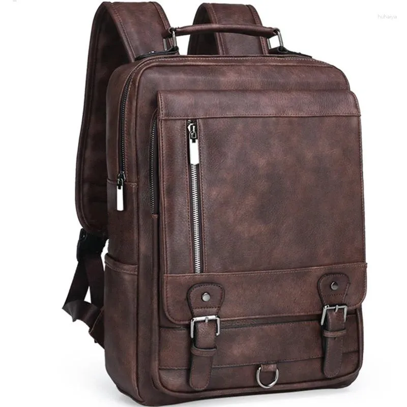 Backpack Men's Fashion Leather Men Business Male 15.6 "Laptop Bag Daypacks Grote capaciteit Travel College School