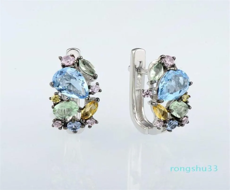 Boucles d'oreilles en argent Santuzza pour femmes authentiques 925 boucles d'oreilles à étalons en argent sterling et pierres de joyaux colorés brincos bijoux de mode élégants238184788