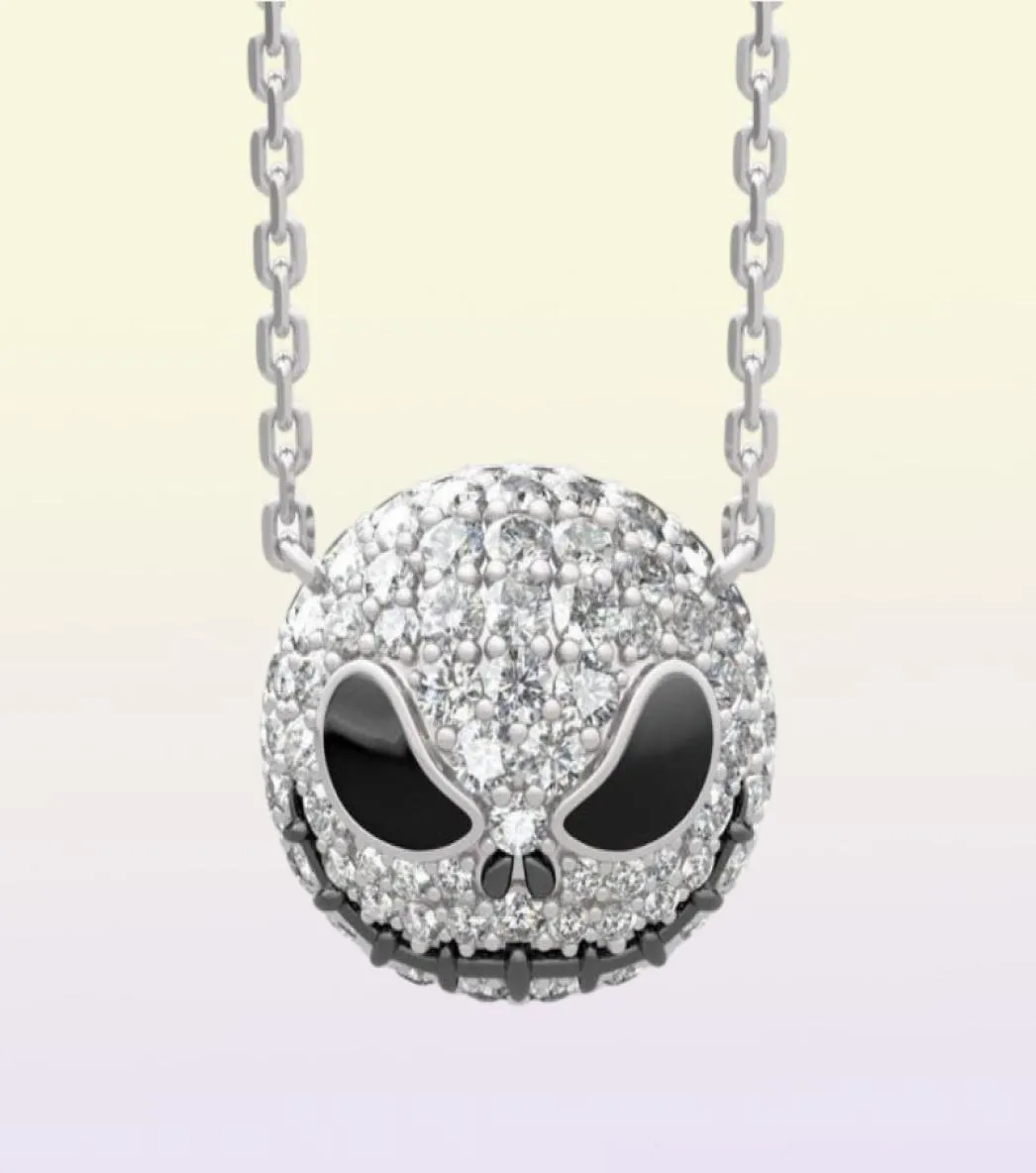 Nightmare Before Christmas Squelette Collier Jack Crystals Skull Crystals Pendant Femmes Collier de sorcière