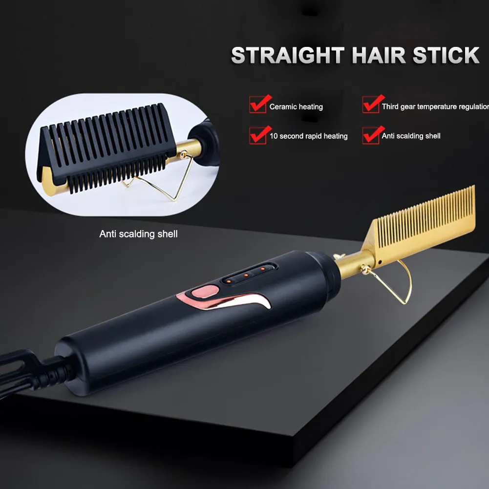 Comb Shell Press Electric Hair Pressing Comb Fast Modeling Copper Comb With Anti Scald ...