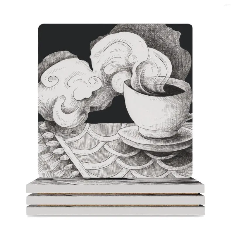 Maty stołowe herbata i odwaga ceramiczne podstawki (kwadratowe) stojak na garnek