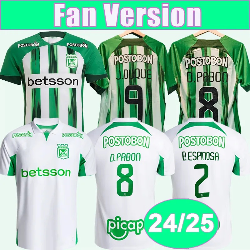 24 25 Atletico Nacional B. Pabon Mens Soccer Maglie J. Duque Ceppelini B. Espinosa Aguirre Home Away Shirtis Shirtis a maniche corte