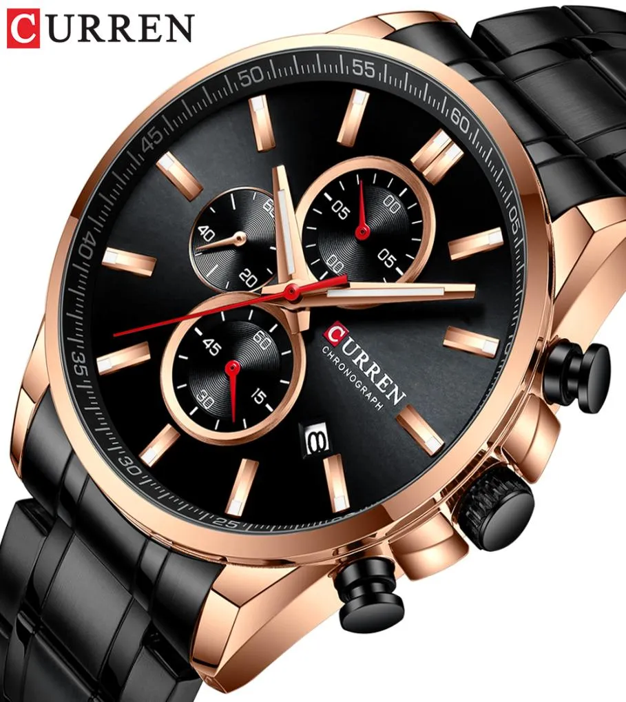 2019 год New Curren Top Brand Luxury Men039s Watches Auto Date Clock Мужские спортивные стальные часы мужчины кварцевые наручные часы Relogio Masculin6888797