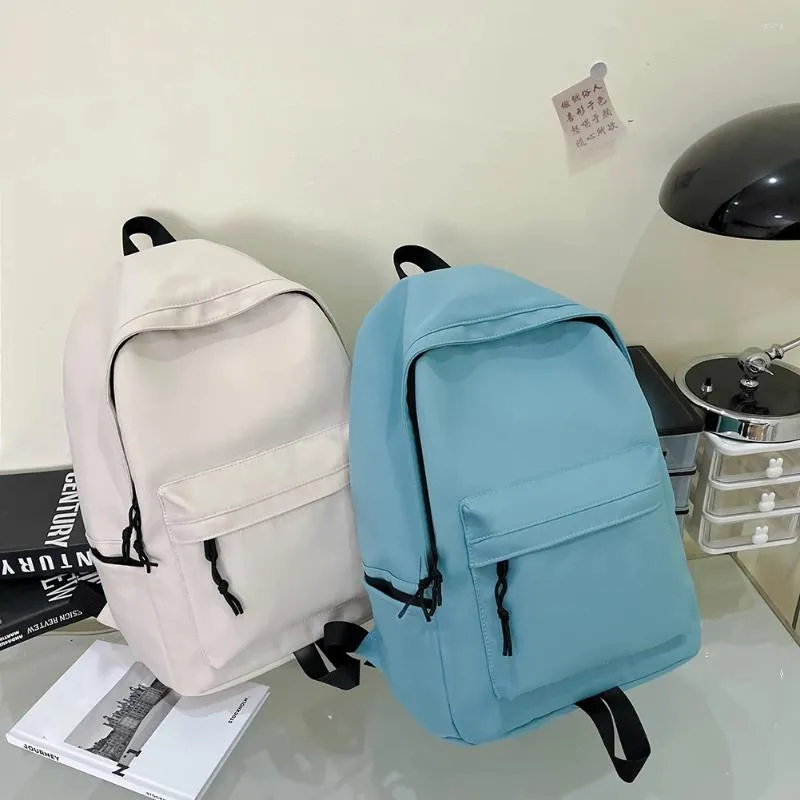 Backpack Large Capacity School Book Bags Nylon Simple Solid Color Fashion Portable Lightweight Teenage Girls Boys