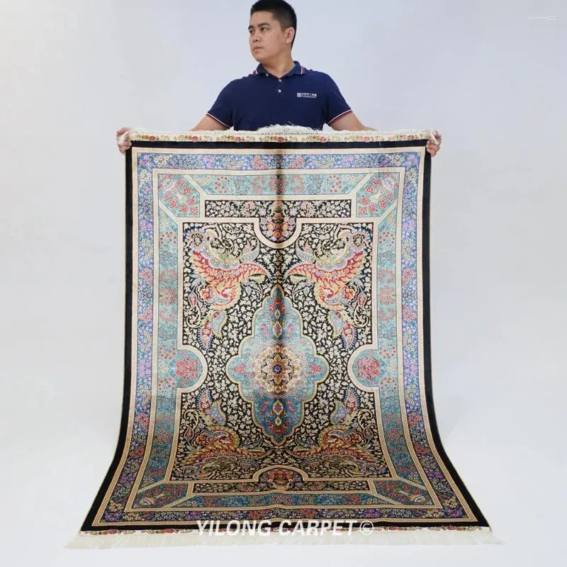 Carpets 4'x6 'Great Pure Silk Oriental Persian Handmade Carpet Qum tapis (ZQG509A)