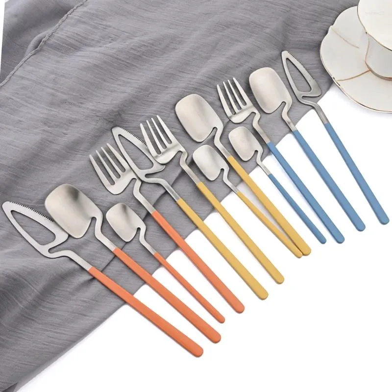 Dinnerware Sets Zoseil 24Pcs Cutlery Stainless Steel Knife Fork Coffee Spoon Matte Kitchen Western Flatware Party Set