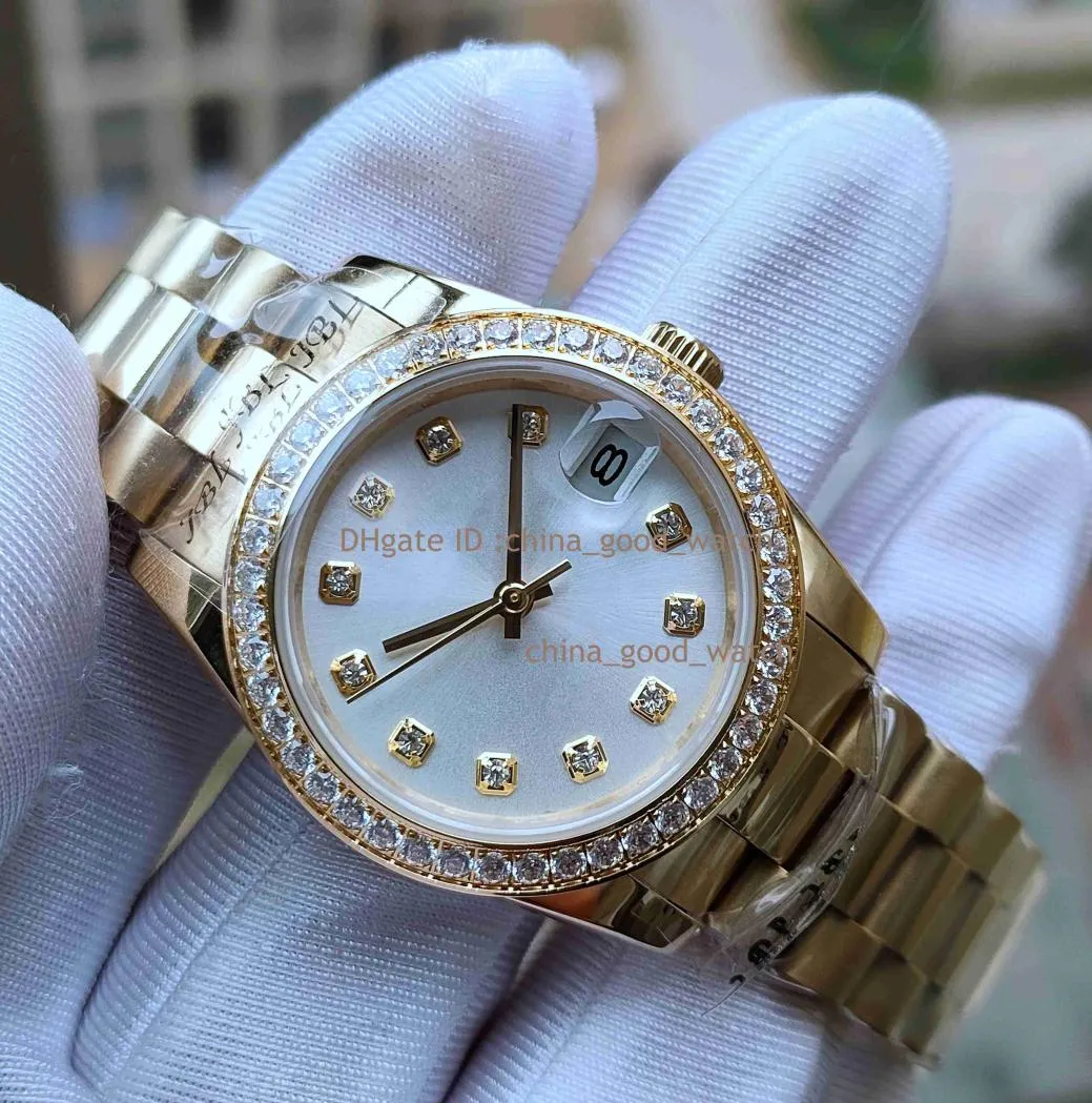 31mm Super Good Factory Watch Women Watch Movement Automatic Diamond Bezel Dialse Ladies Yellow Gold Steel Sport Sapphire Wristwat2200497