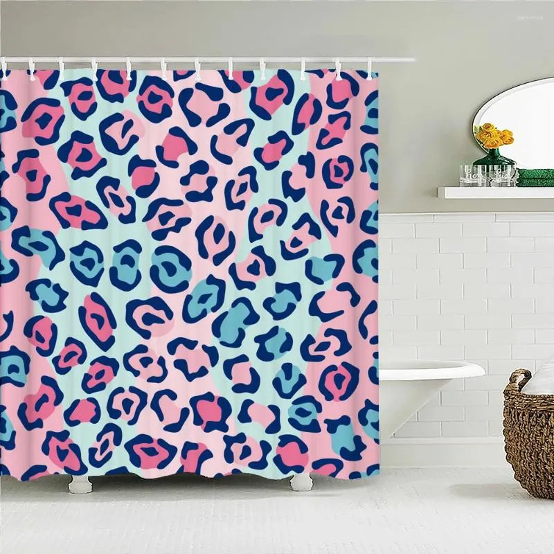 Tende per doccia tende stampate leopardate sexy per bagno con ganci 3D geometrica tessuto poliestere impermeabile