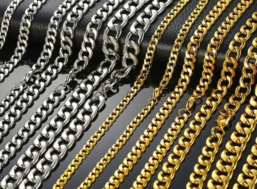 510mm MEN039S Rundlänkkedjan halsband i guldton rostfritt stål hiphop pojke manliga smycken med 24 tum2190351