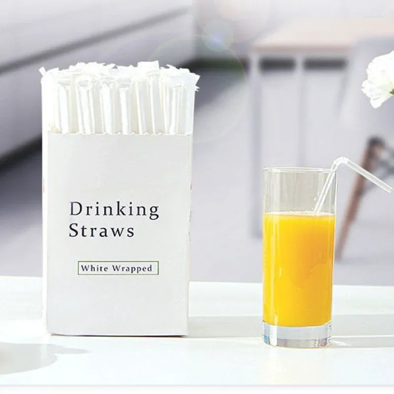 قش أكواب يمكن التخلص منها 300 قطعة مرنة شفافة لعصير كوكتيل شرب المطبخ حفلة PP Plastique Straw