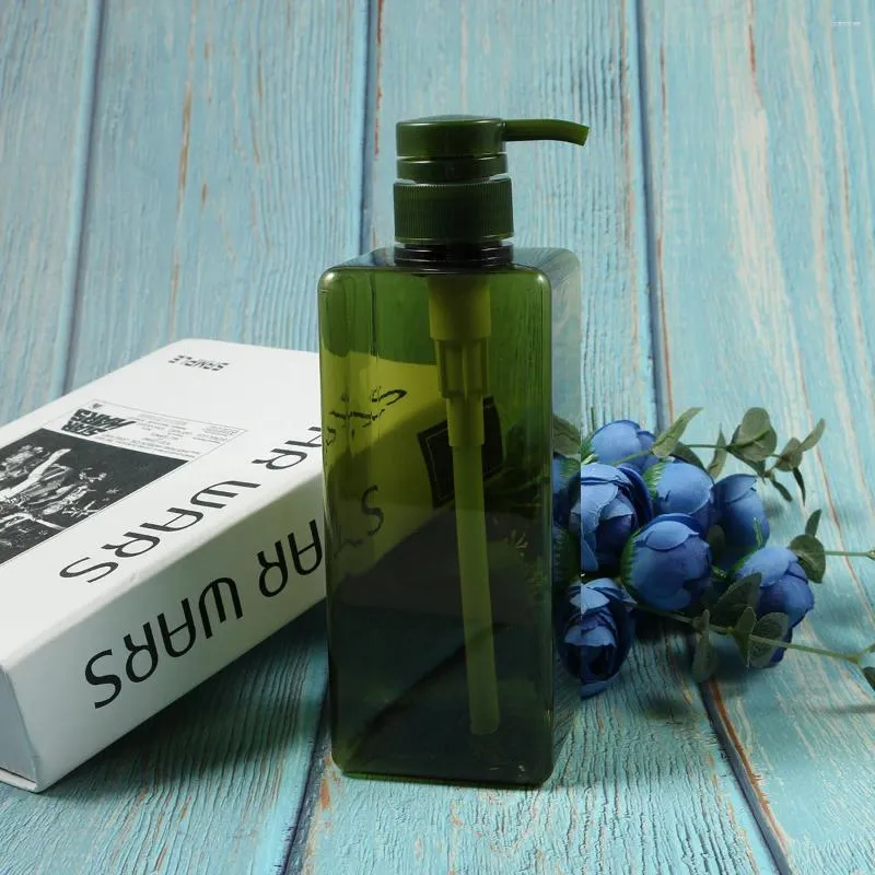 Dozownik mydła w płynie 650 ml duża pojemność przezroczystą kwadratową butelkę szamponu prysznicowa butelka żelowa (ciemnozielona)