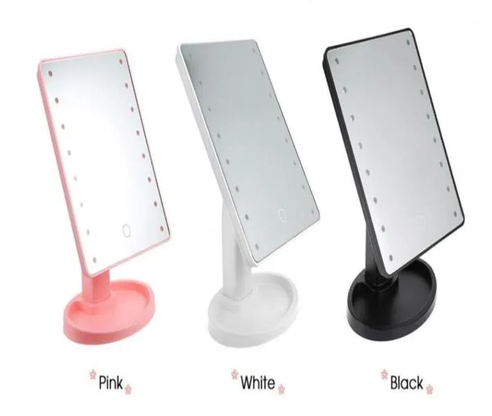 Försäljning 360 graders rotation Touch SN Makeup Mirror med 16/22 LED -lampor Professionella Vanity Table Desktop Make Up Mirror1 Compact Mirror2418106