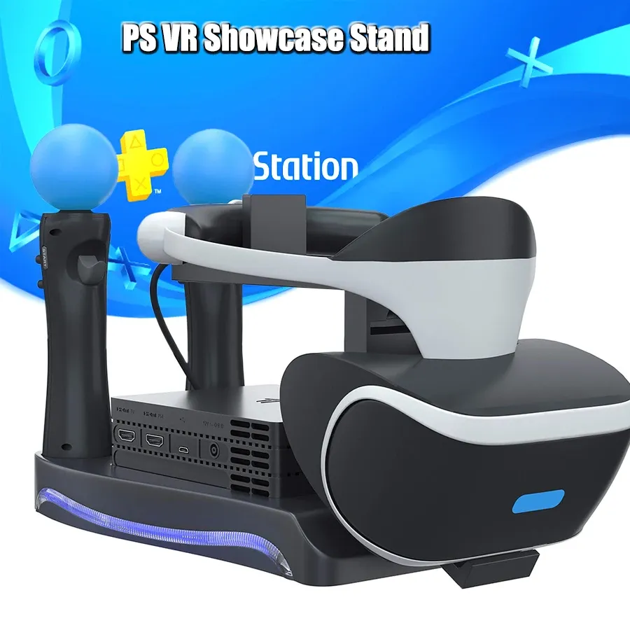 Stands PS4 PS Move VR PSVR LED -lagringsstativ 2 Laddningsportar HEADSET HOLDER CUHZVR2 2: e konsolen för Sony PlayStation 4 Tillbehör