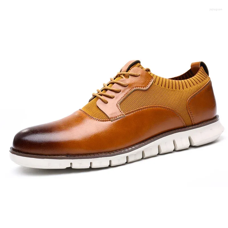 Dress Shoes Men Fashion Leather Casual Mens Lace Up Sneakers Outdoor Walking Anti-Skid Wear Men's Business