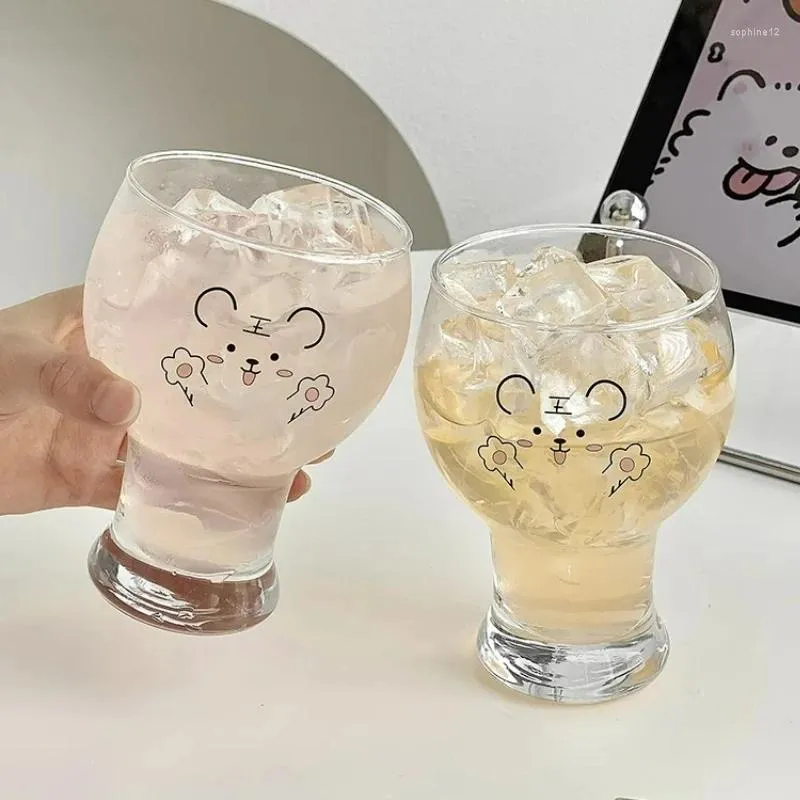 Vinglas med kawaii tiger cup graverad mjölk kaffe kall dryck juice vatten öl bar hemtillbehör