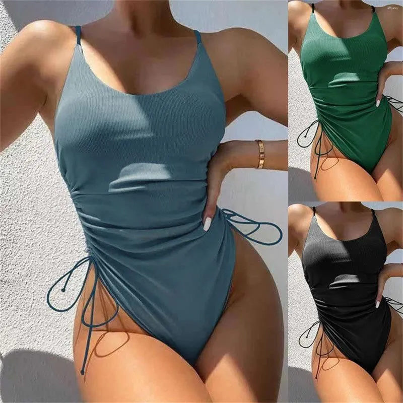 Swimwear pour femmes Swimsuit Sexy Bikini Couleur solide conjointe de la taille haute de taille haute maternité