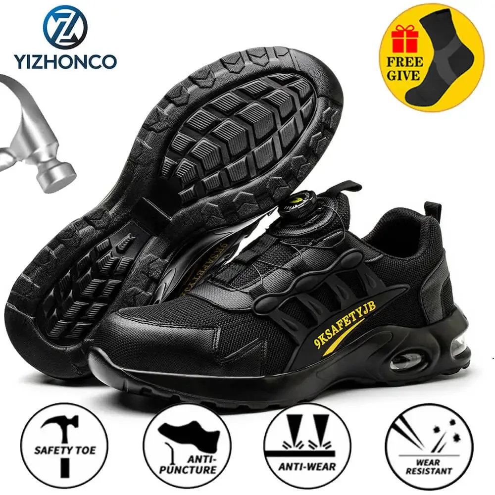 Scarpe per la sicurezza autunnale Ruote Button Sneaker Sneaker in acciaio Cappuccetto Scarpe scarpe da lavoro Affitto Stivali di sicurezza da lavoro Yizhonco 240409