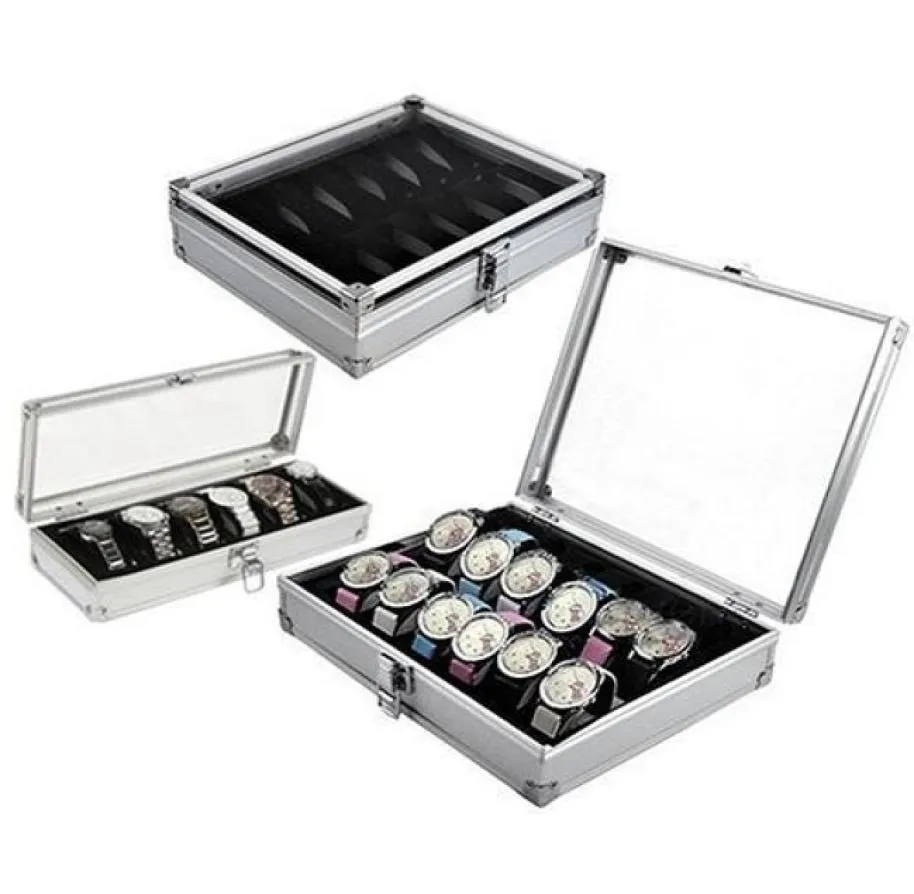 612 GRID Slots Watch Box Bekväm Lätt titta på Winder smycken handledsklockor Fallhållare Display förvaringslåda Aluminium Organize7913691