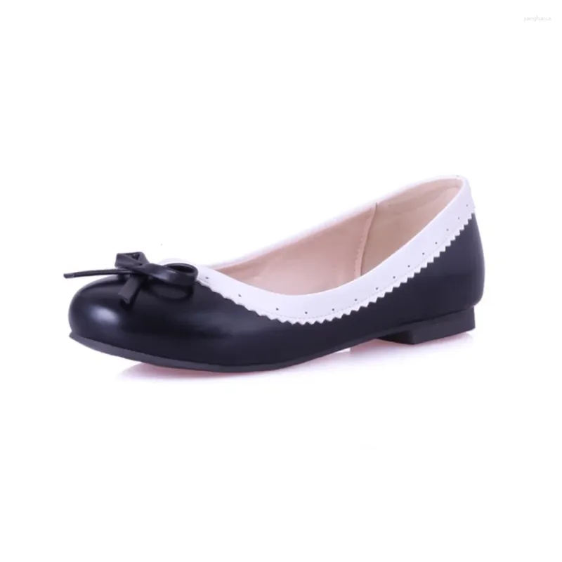 Casual schoenen zapatos de mujer elegante mode vrouwen zoete kleurblok ronde teen platte hiel dames grootste maat 32-54 m-11